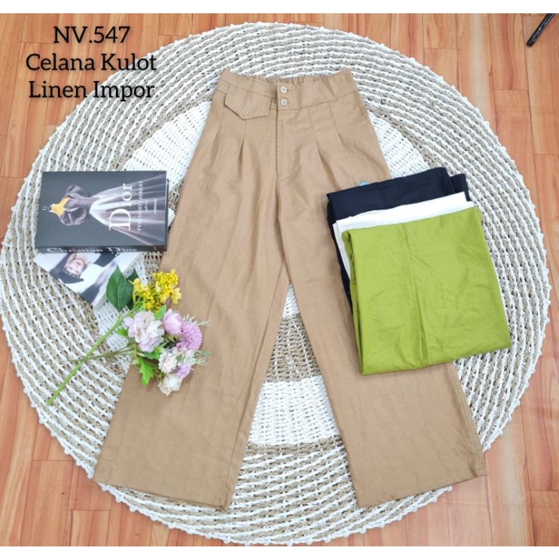 Nv 547 | grosir Celana Kulot linen Import | Celana Kulot import | Celana Kulot Polos | Celana Kulot 