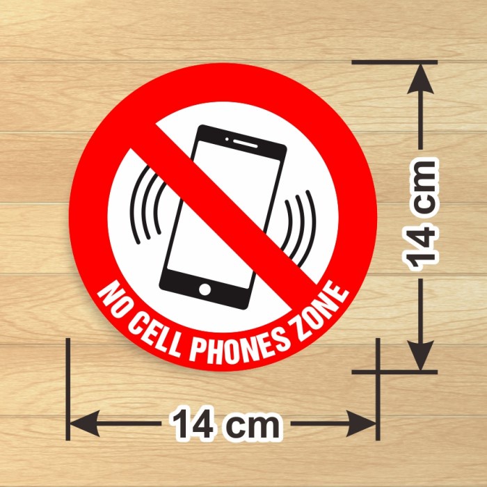 

Label Sticker Sign Bundar No Cell Phones Zone Area Bebas Handphone - 14 cm