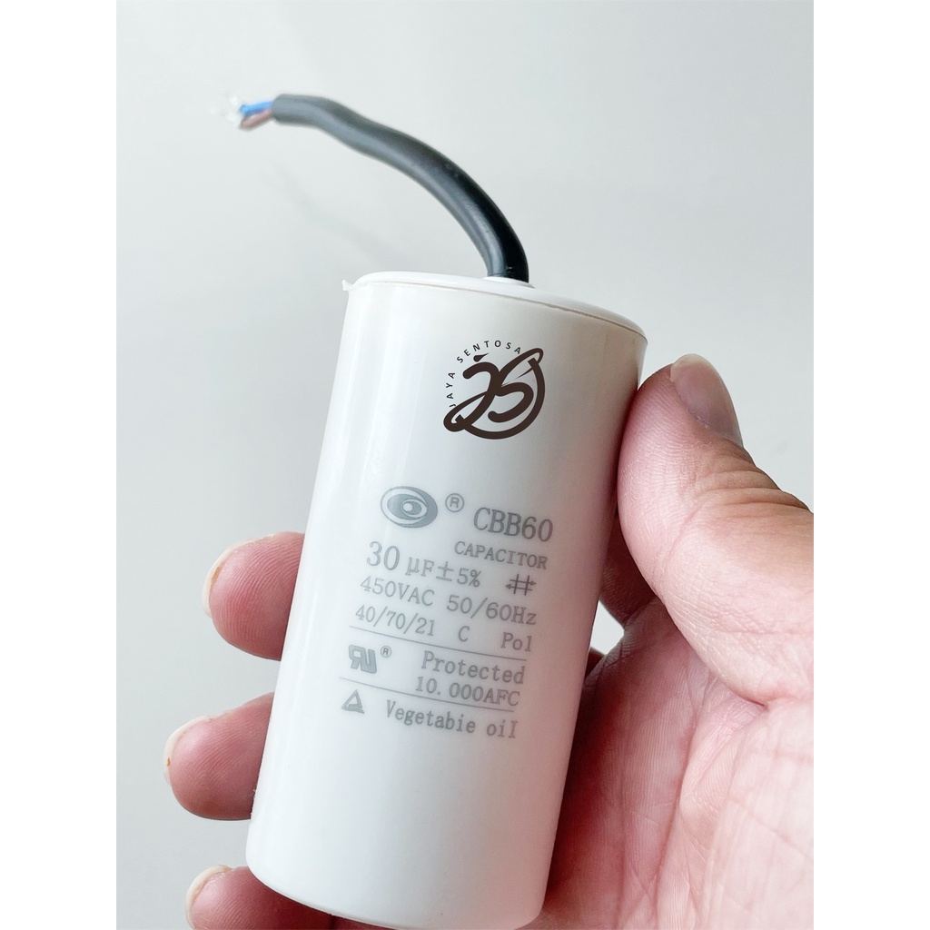 KAPASITOR 30UF 450V 450VAC KAPASITOR BULAT POMPA AIR, MESIN CUCI