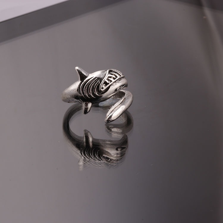 Cincin Model Terbuka adjustable Desain Lumba-Lumba Gaya retro punk hip-hop Eropa Amerika