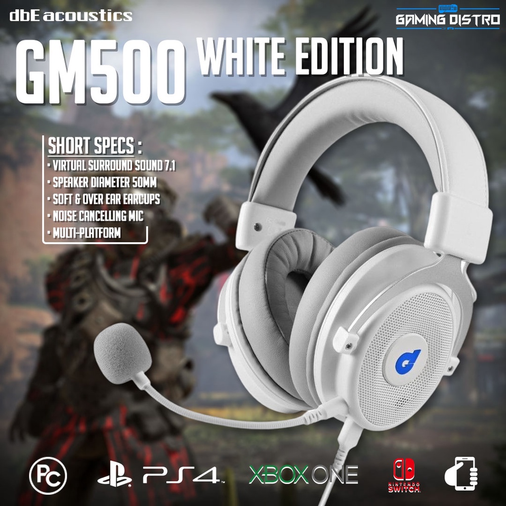 Headset Gaming dbE Acoustics GM500 7.1 Surround Sound White Edition