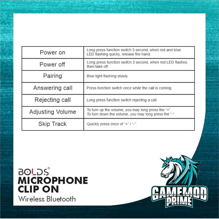 Microphone Wireless Bluetooth clip on vlog Free Earphone Support MIC BT SUpport Micro SD MP3