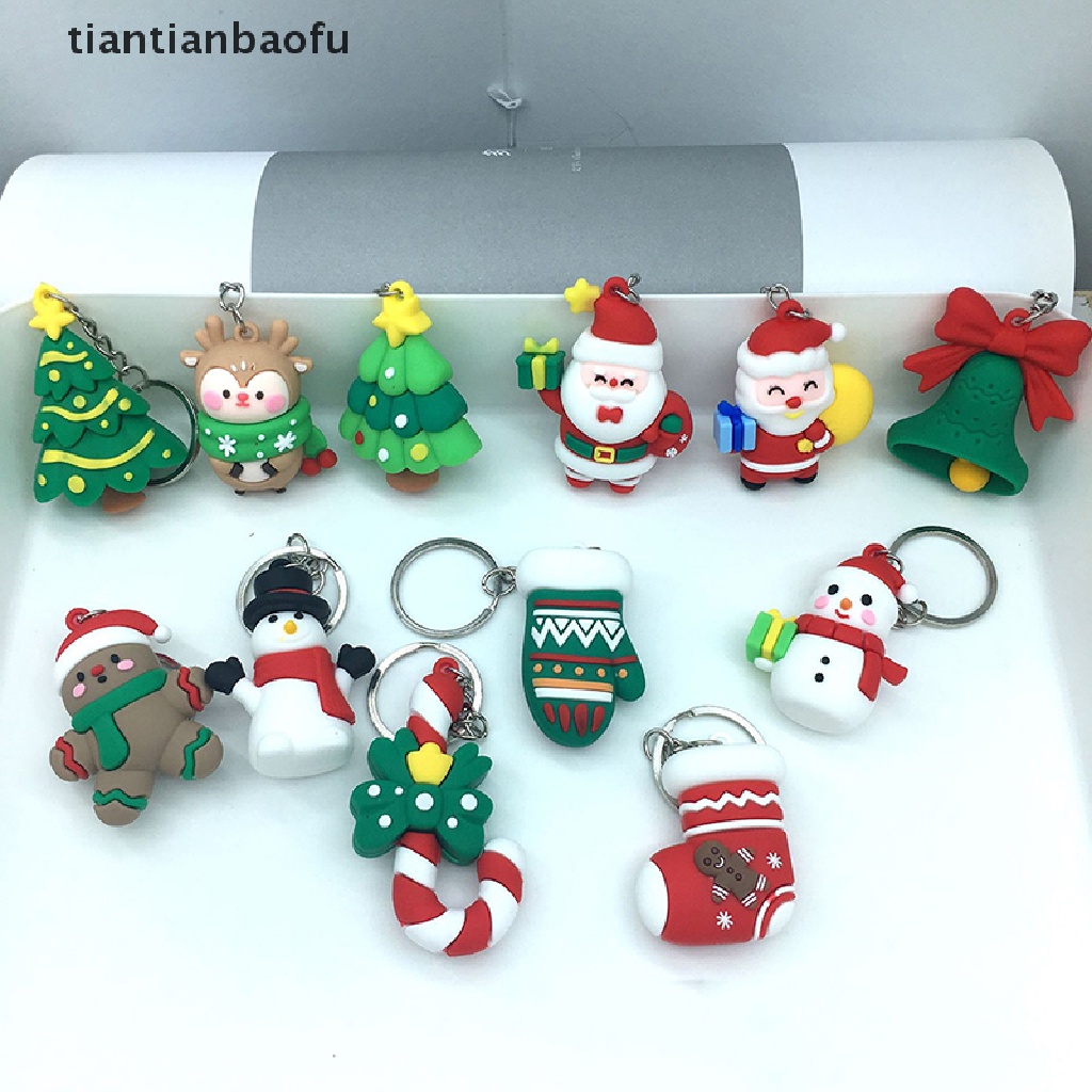 Gantungan Kunci Desain Kartun Rusa Santa Claus Snowman Untuk Hadiah Natal