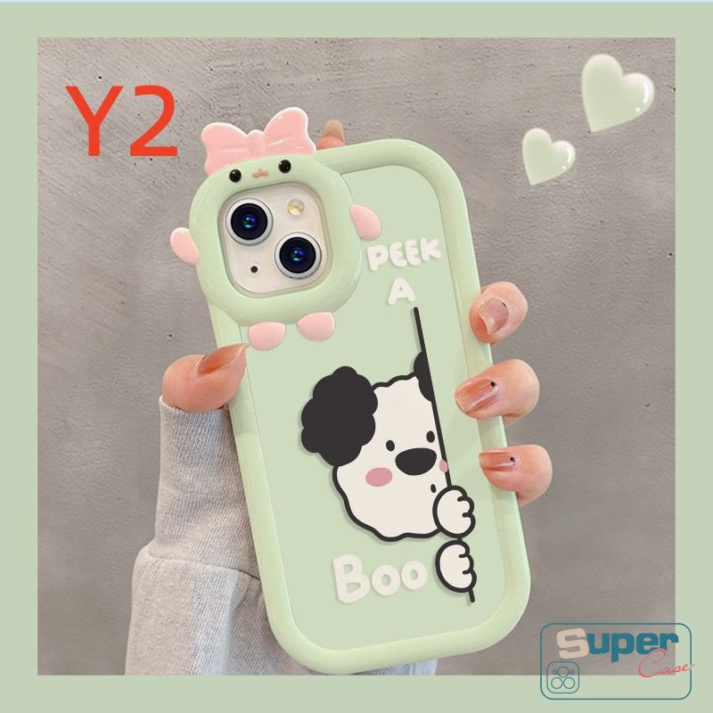 Case Samsung A04 A14 A04s A12 A32 A03 A04E A13 A52 A50s A53 A03s A73 A51 A52s A23 A50 A22 A71 A30s A11 A33 A31 A02s A21s Lucu Imut Beruang Puppy Dog Lembut 3D Bow Little Monster Case