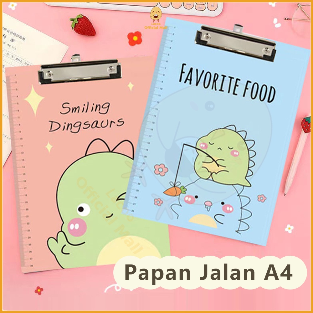 Lacoo Papan ujian aesthetic papan jalan A4 papan clipboard dino Alas ujian