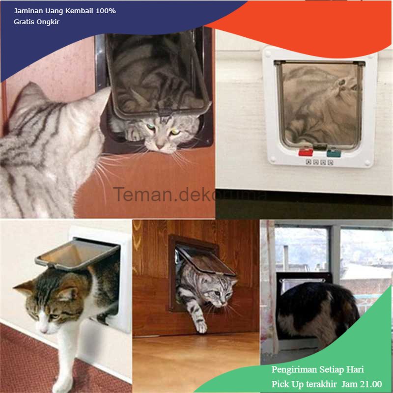 TD - PR KOVELY Lubang Pintu Kucing Anjing Flap Door 4 Way Lock Size M - CFB34