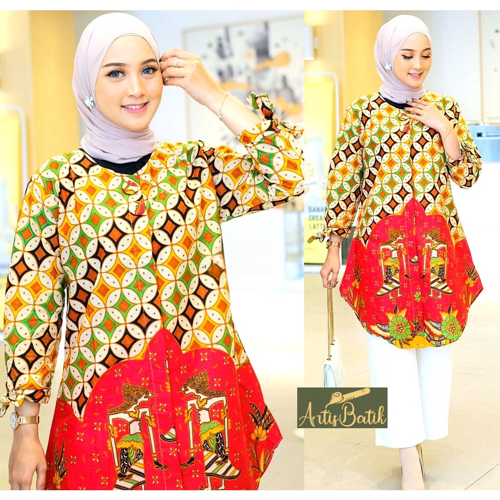TUNIC MALICA TUNIK BATIK  PREMIUM JUMBO LD XXXL LD 110 TUNIK MOTIF KARAKTER WAYANG BATIK WUDHU FRIEN