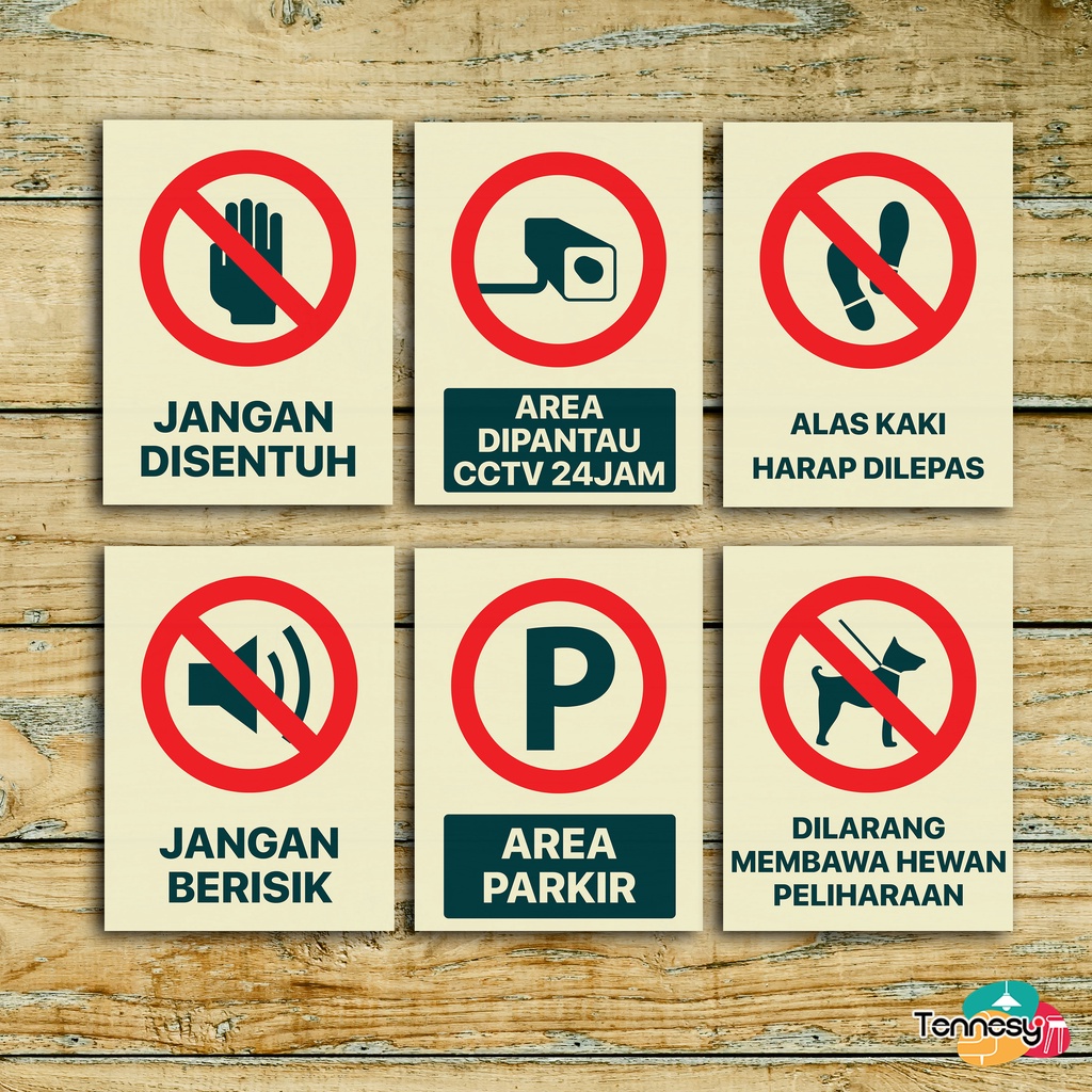 TENNESY SIGN PERINGATAN PLAKAT PEMBERITAHUAN RUANG KANTOR RUMAH KAFE 15x20CM HIASAN DINDING WALL DECOR PAJANGAN KAYU DEKORASI KAMAR RUMAH KANTOR TOILET MEROKOK SAMPAH PARKIR CCTV MASKER MEMOTRET