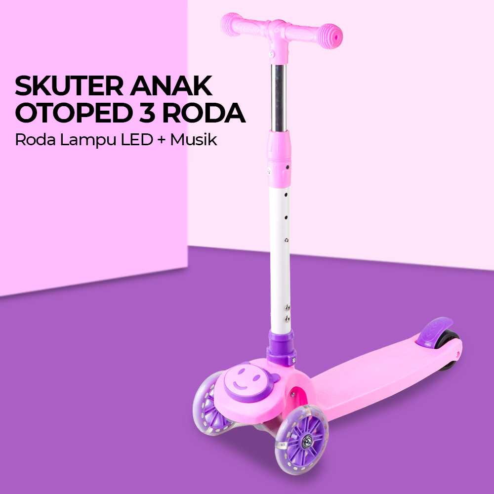 Skuter Anak Otoped 3 Roda Lampu LED + Musik Kids Scooter Light Wheels - S3LED