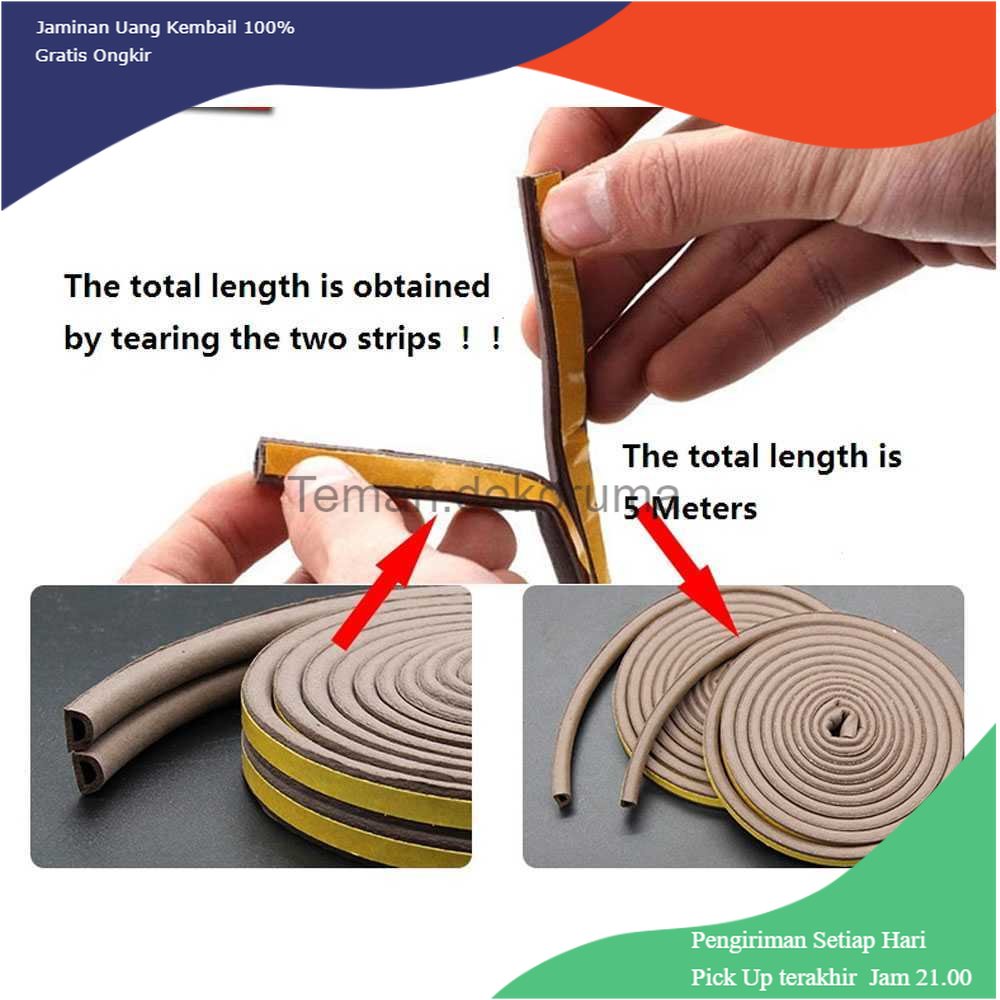 TD - PR GANCHUN Lis Strip Pintu Door Noise Insulation D Tape 9x6mm 10M - KK-062