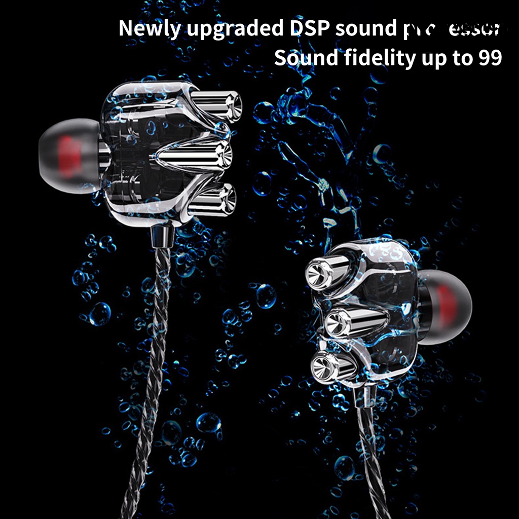 (VNEP) (Berkabel) Headphone Stereo Ergonomis Sensitif 4 Speaker In-ear Earphone untuk Musik