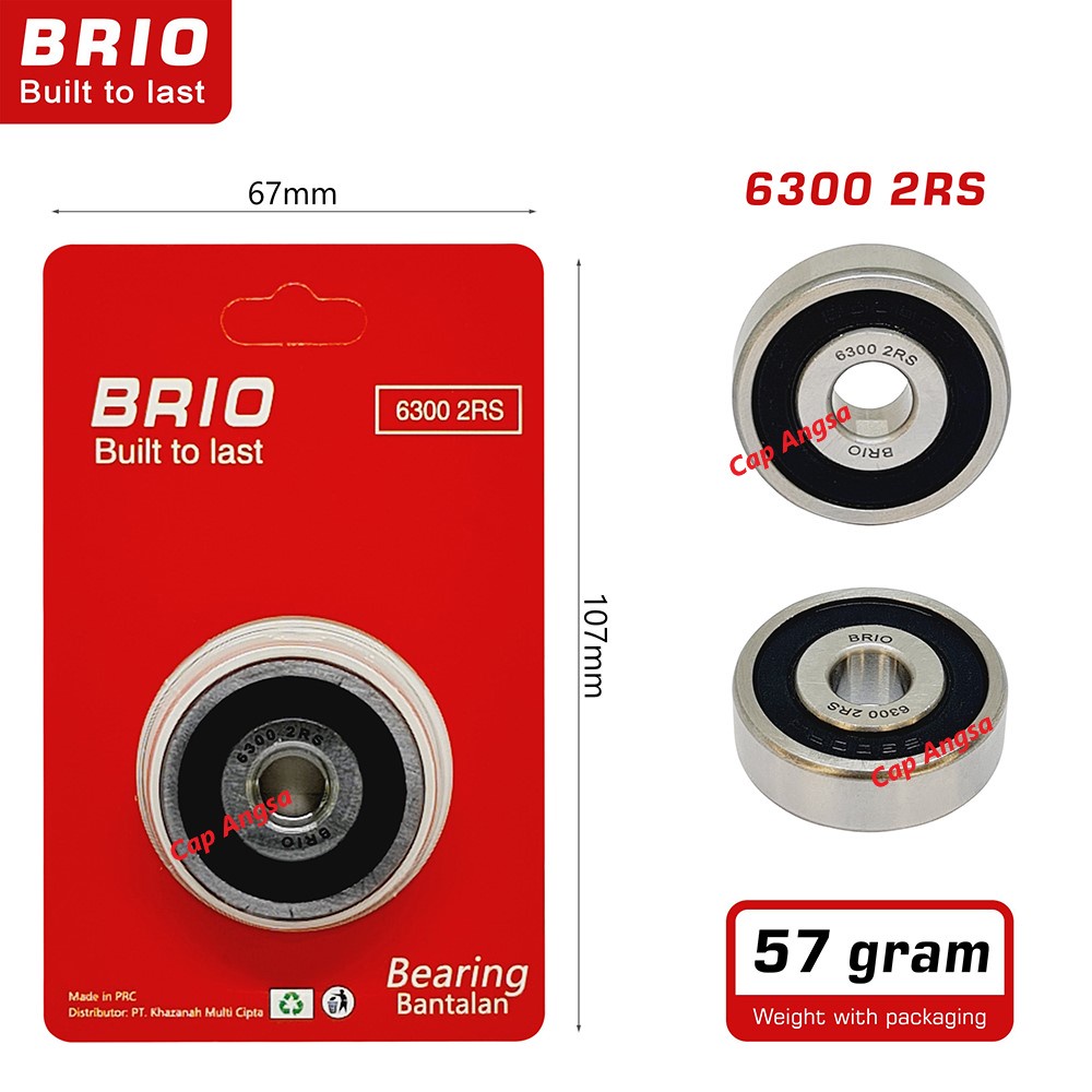 BRIO BEARING 6300 2RS 10 pc KLAHER LAHER BERING KLAHAR LAHAR BANTALAN BOLA RODA DEPAN BELAKANG GEAR
