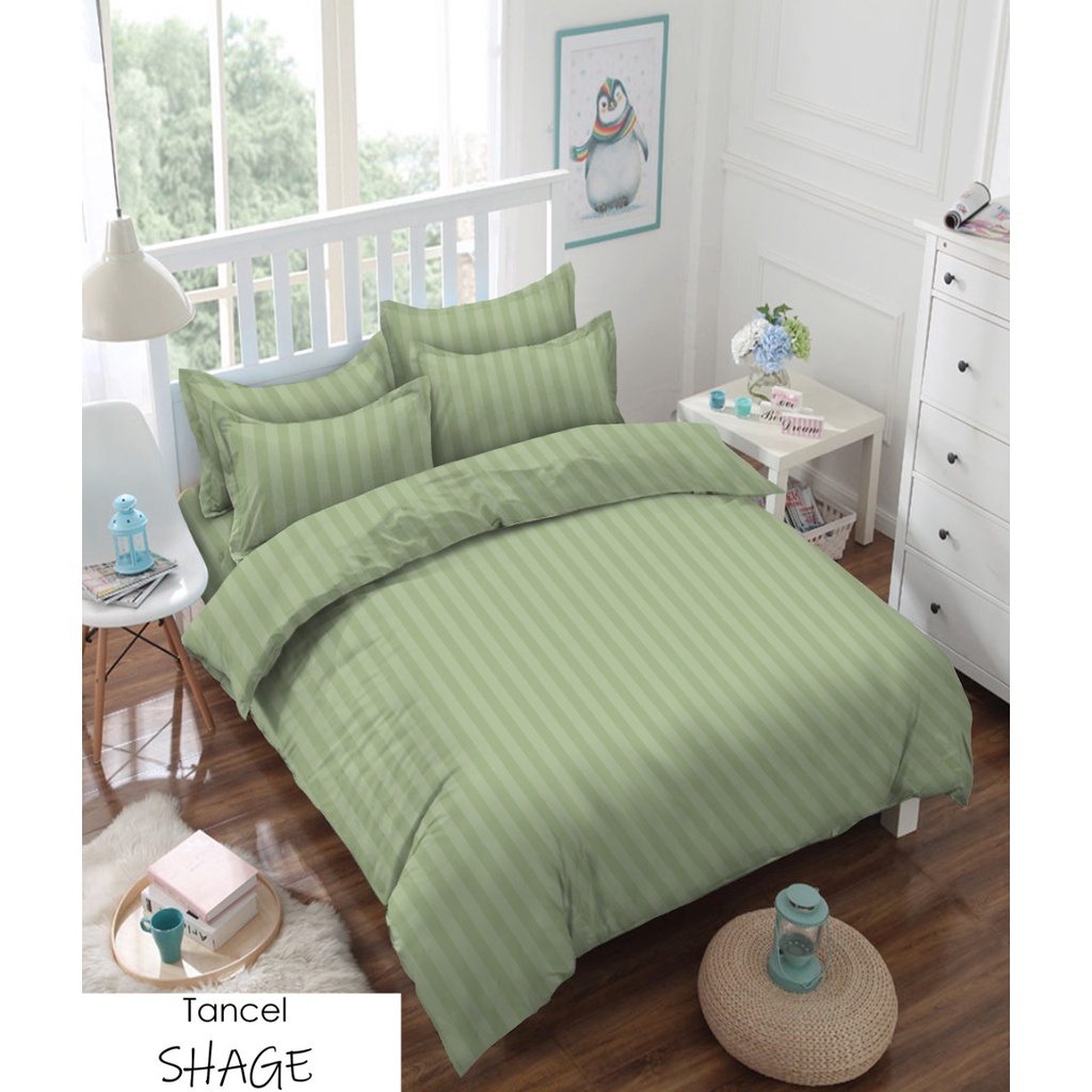 Sett Sprei Hotel Limited Salur Edition King Size 180X200cm TINGGI 30 cm [ Include Sarban Sargul ] - Seprei Tencel - Seprai Premium
