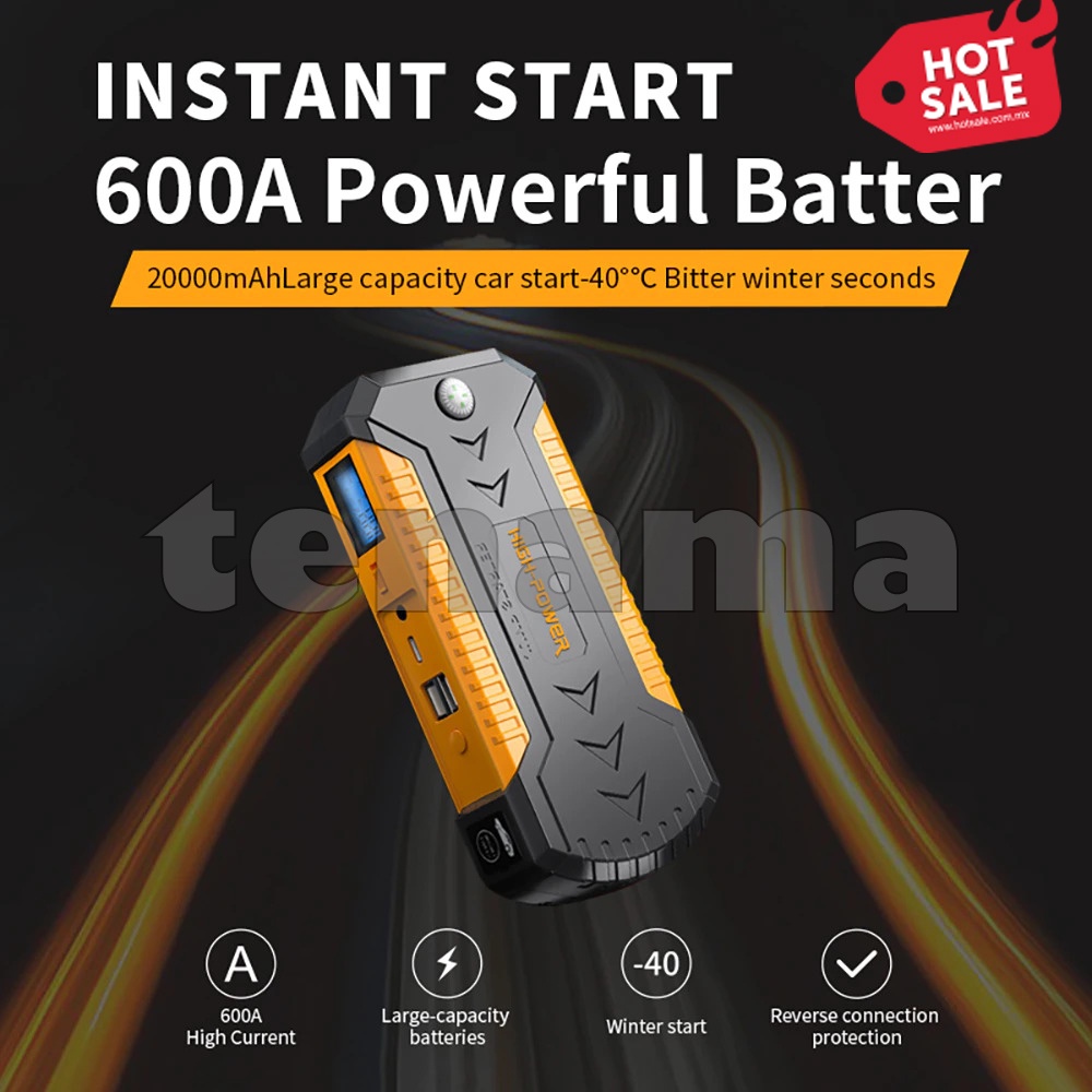 Jumper Starter Mobil Power Bank 20000mAh USB 2 Port dan Senter