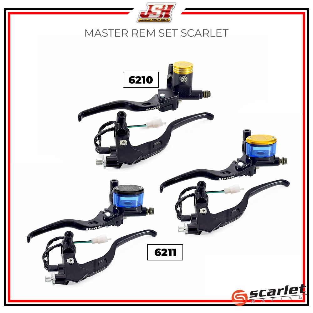 Handle Motor Hendel Master Rem Set Kanan Kiri 6210 / 6211 Kopling Tabung Minyak Scarlet Oval Bulat U