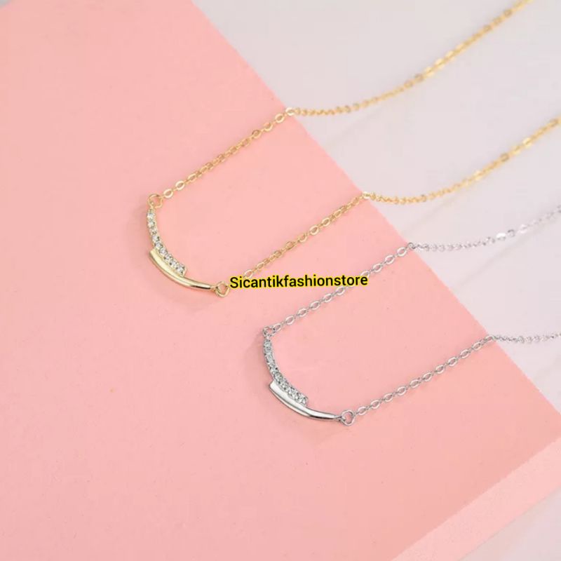 Kalung Titanium Fuji Anti Karat Lapis Emas 18K Perhiasan Korea Trending Anti Karat Selamanya Kalung Titanium Fashion Style Wanita Korea