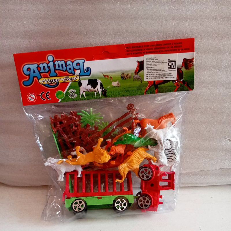 mainan anak animal truck mainan anak binatang atau hewan dinosaurus 1pack isi banyakk