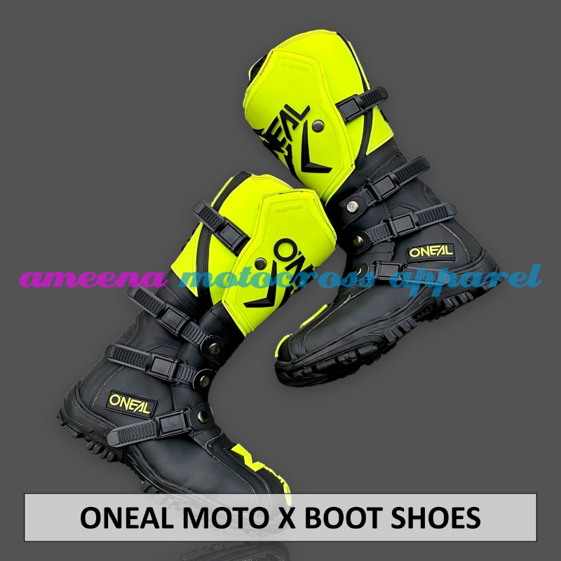 Sepatu MX Boots - Sepatu Trail - Sepatu Motocross - Sepatu Enduro - Sepatu Adventure - Fluogreen Black