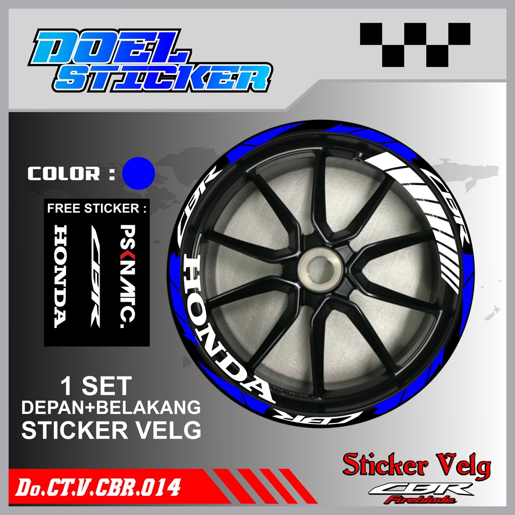 Stiker Cutting Velg CBR 150 Racing Lis List Variasi Custom Set Depan Belakang Doel 014