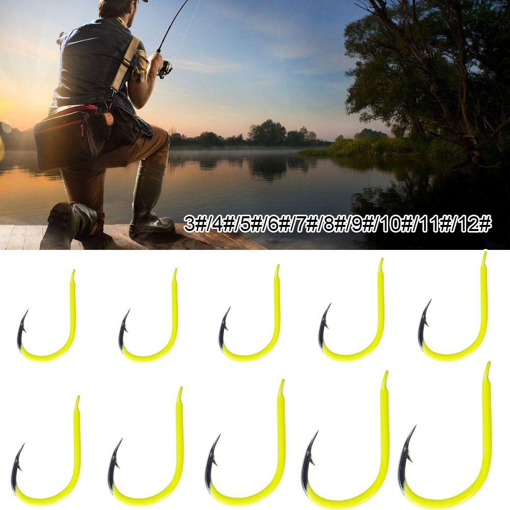 Top 50PCS Fishhooks Sharp Barbed Fluorescent Fish Gear/Alat Pancing Ikan