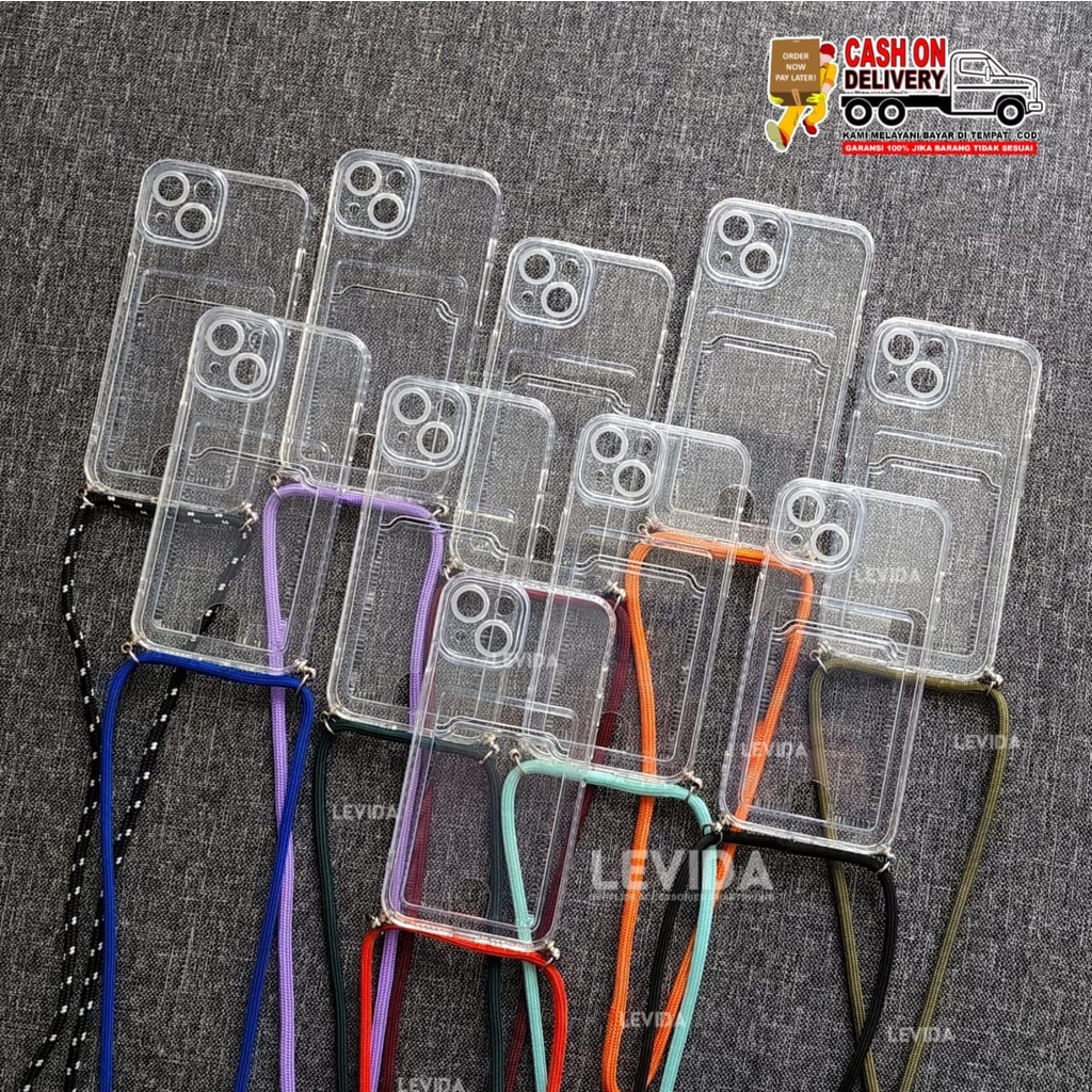 Case Tali Lanyard Card Case Bening Slot Kartu Case For Poco C71 Poco C75 Poco X3 NFC Poco X3 Pro Poc