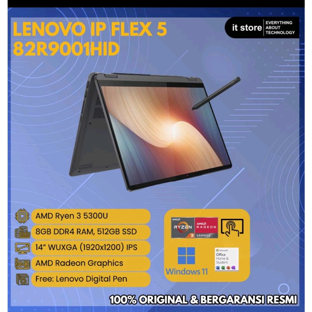 LAPTOP LENOVO 14 INCH AMD RYZEN 3-5-7 TYPE NOTEBOOK LENOVO IP 1-14 ALC 7