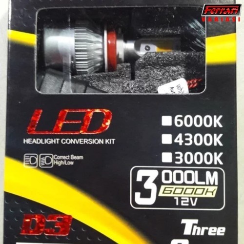 lampu mobil LED 3 warna DOTECH 6000K H4 ferrari variasi