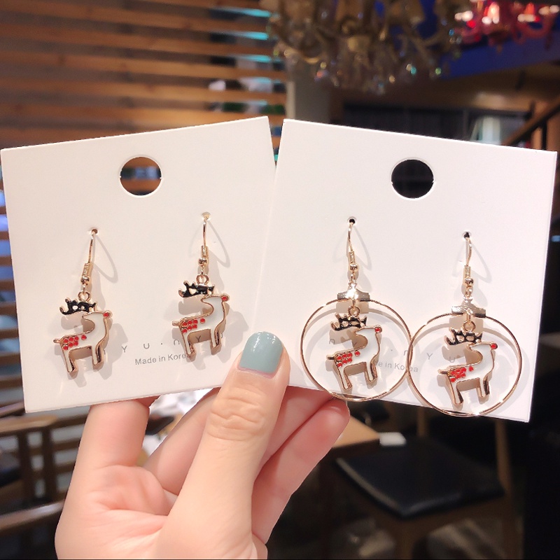 Anting Tusuk Tema Natal Gaya Korea Untuk Wanita
