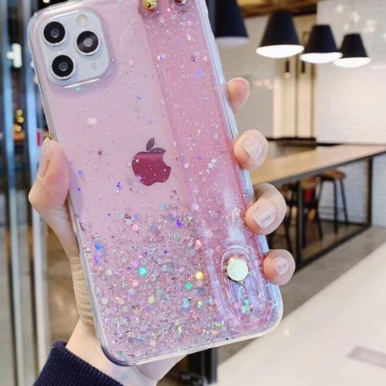 CASE GLITTER CLEAR WRIST STRAP IPHONE 12 MINI PRO MAX - 13PROMAX, PINK