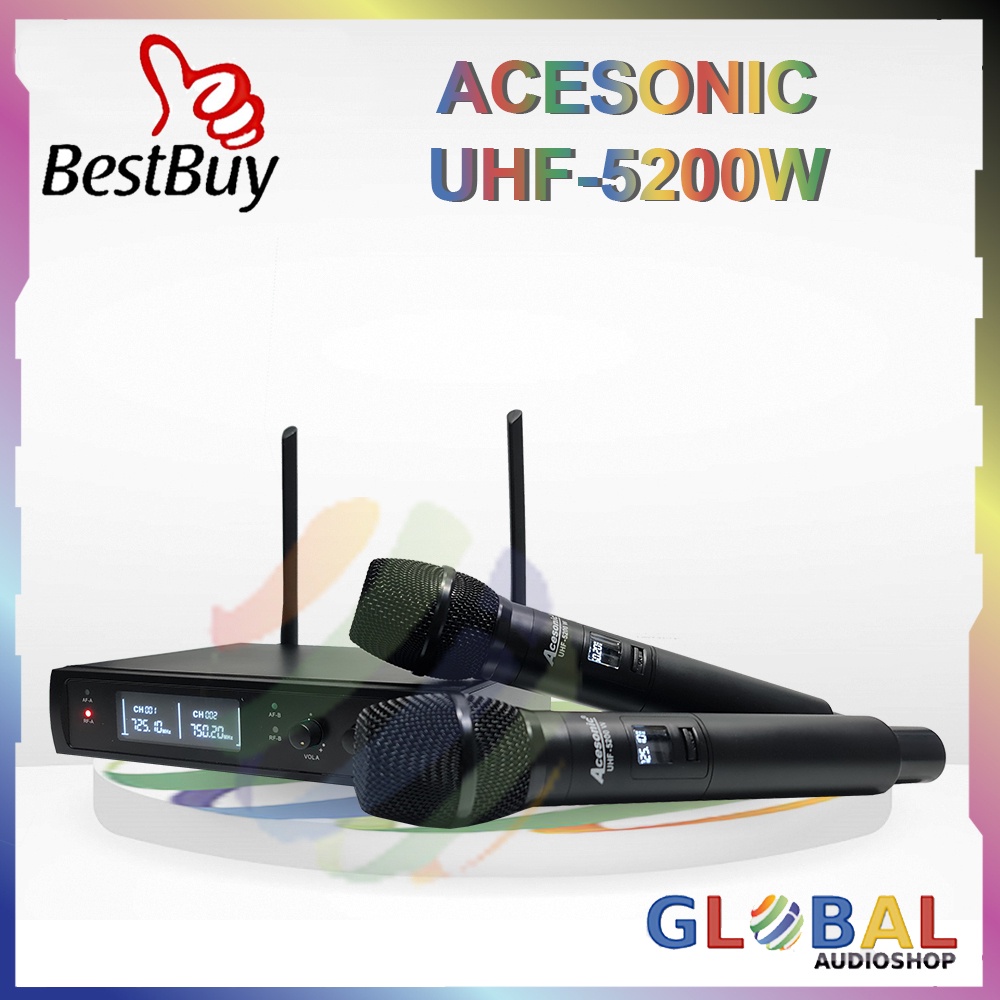 Acesonic UHF 5200W Karaoke Microphones / Mic Wireless UHF5200W UHF-5200 W