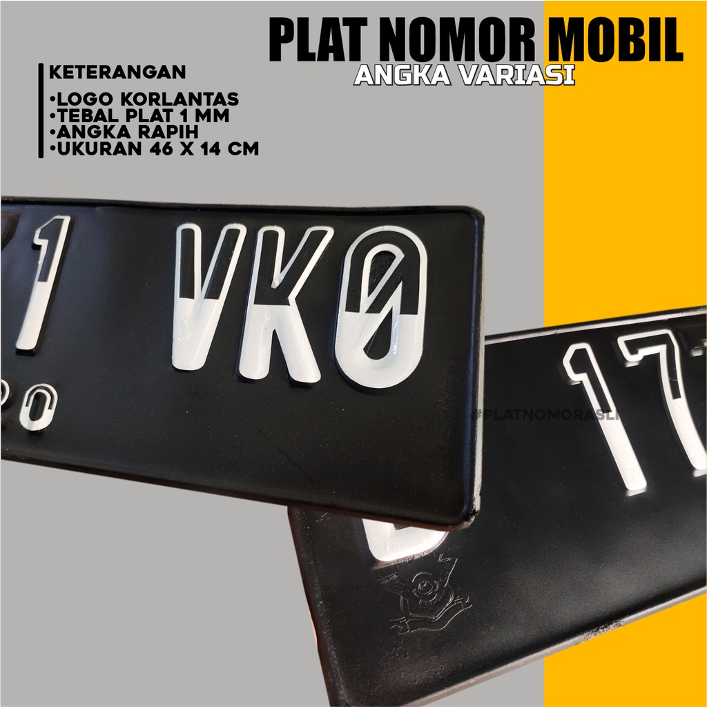 Plat nomor mobil angka variasi stiker nyala angka bolong atas logo korlantas platmurah