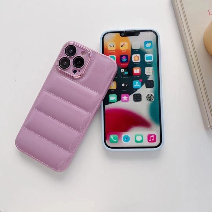 Case PUFF GLOSSY iPhone 14/14 Max/14 Pro/14 Pro Max SoftCase Bantal Macaron Protector Camera