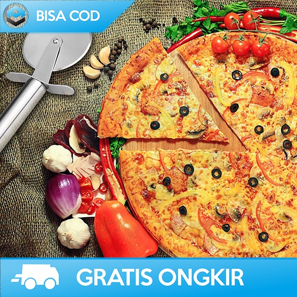 PISAU PIZZA ALAT PEMOTONG BENTUK RODA SAFE HANDLING STAINLESS STEEL