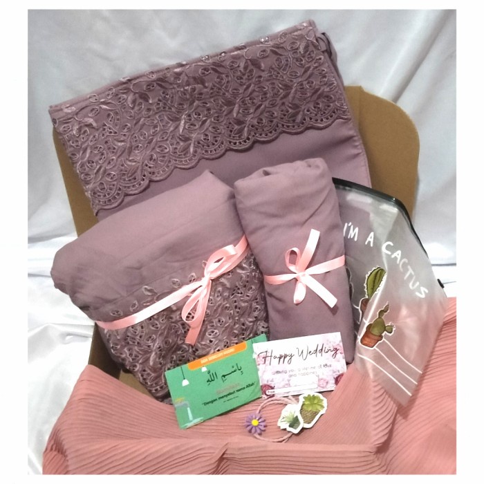 

(COD) gift box hampers kado ultah wedding mukena premium - Paket Lilac