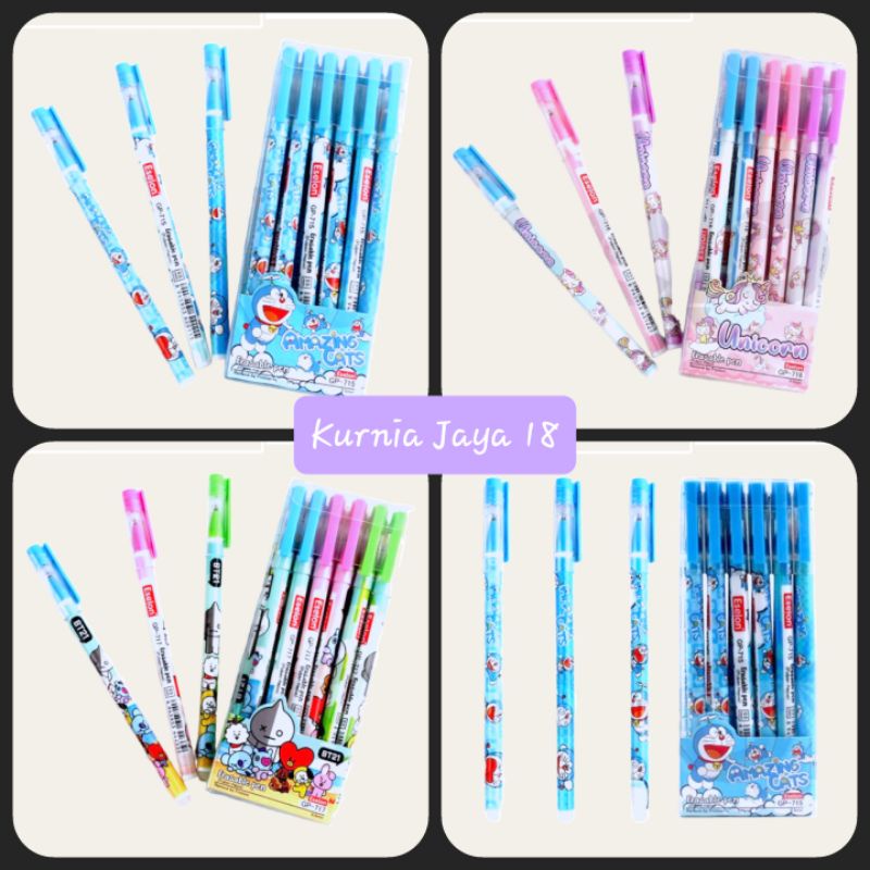 Pulpen Bisa Dihapus Bolpoin 16CM Gel Erasable Pen Lucu Hapus Karakter Doraemon Unicorn BT21