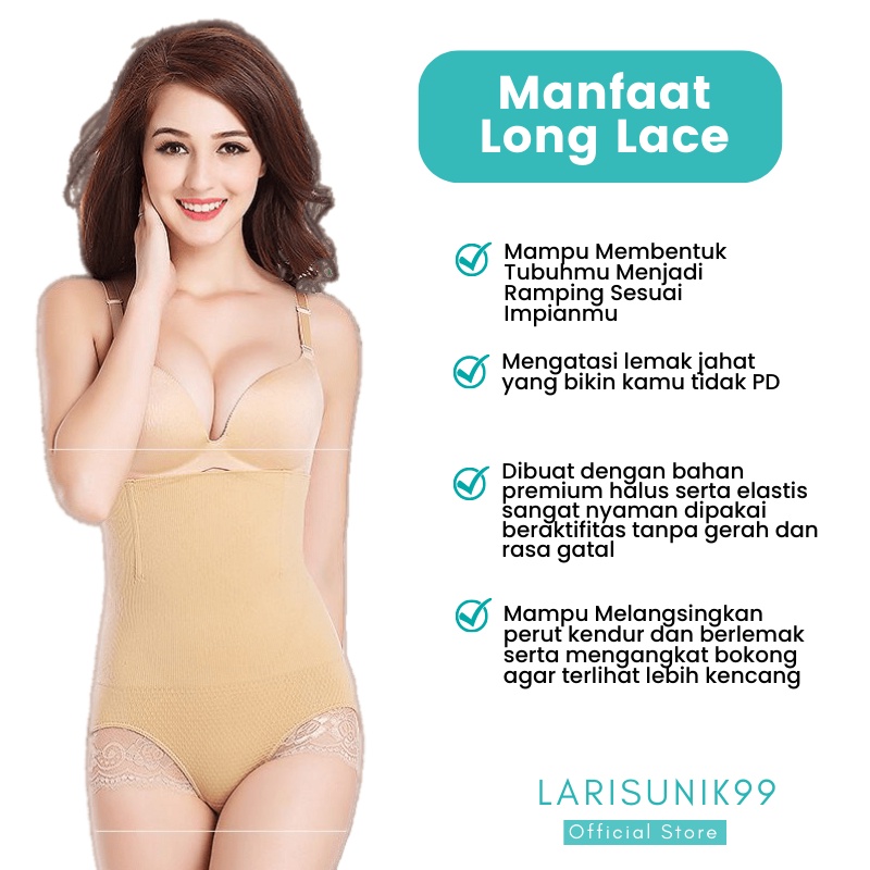 Korset Wanita Pelangsing Perut Munafie Long Lace Slimming Pants Celana Pelangsing Pembakar Lemak