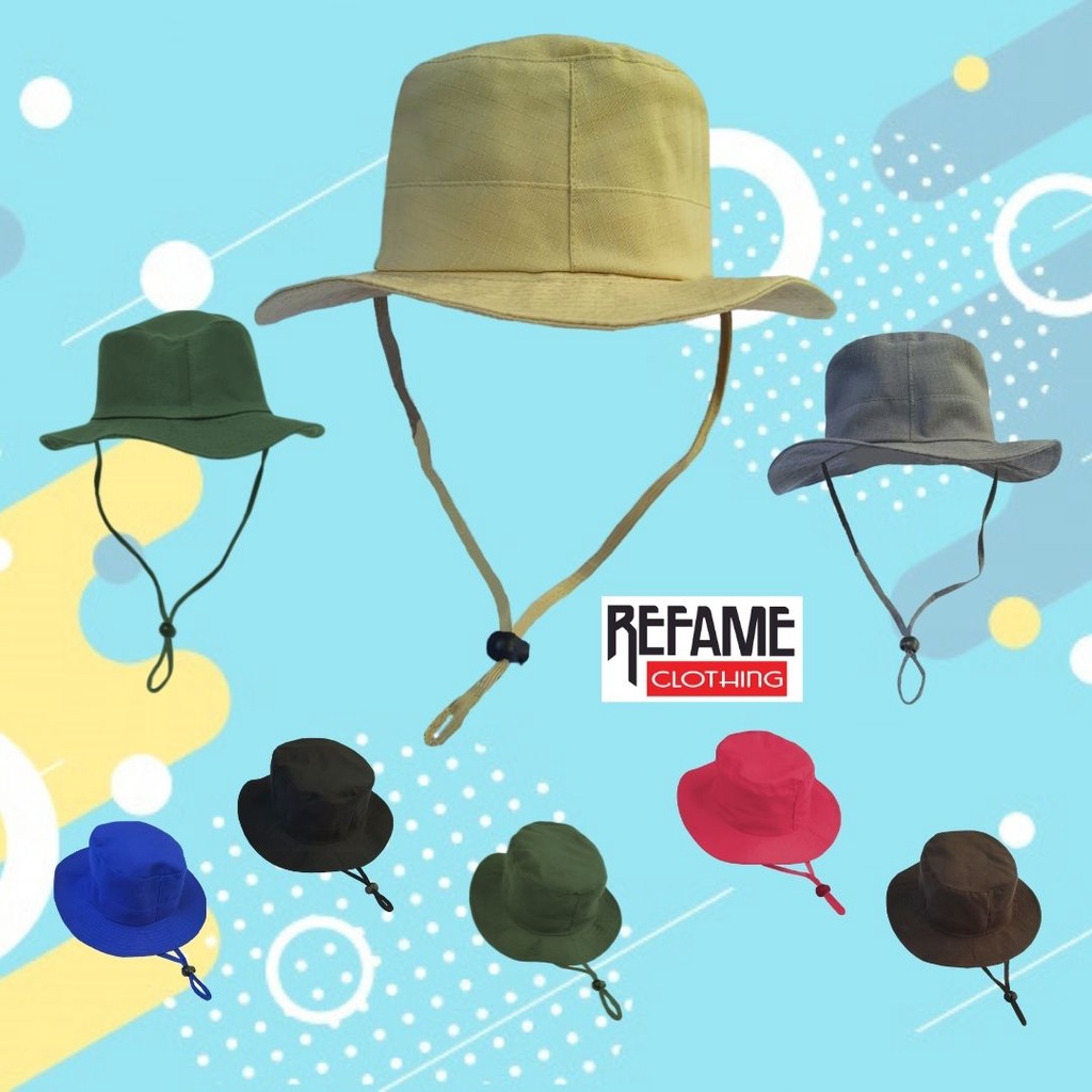 Topi Gunung Topi Rimba Topi Tali Hiking Hutan Camping Hat Tali Cream Outbound Lapangan Kemping Outdoor Pria Wanita