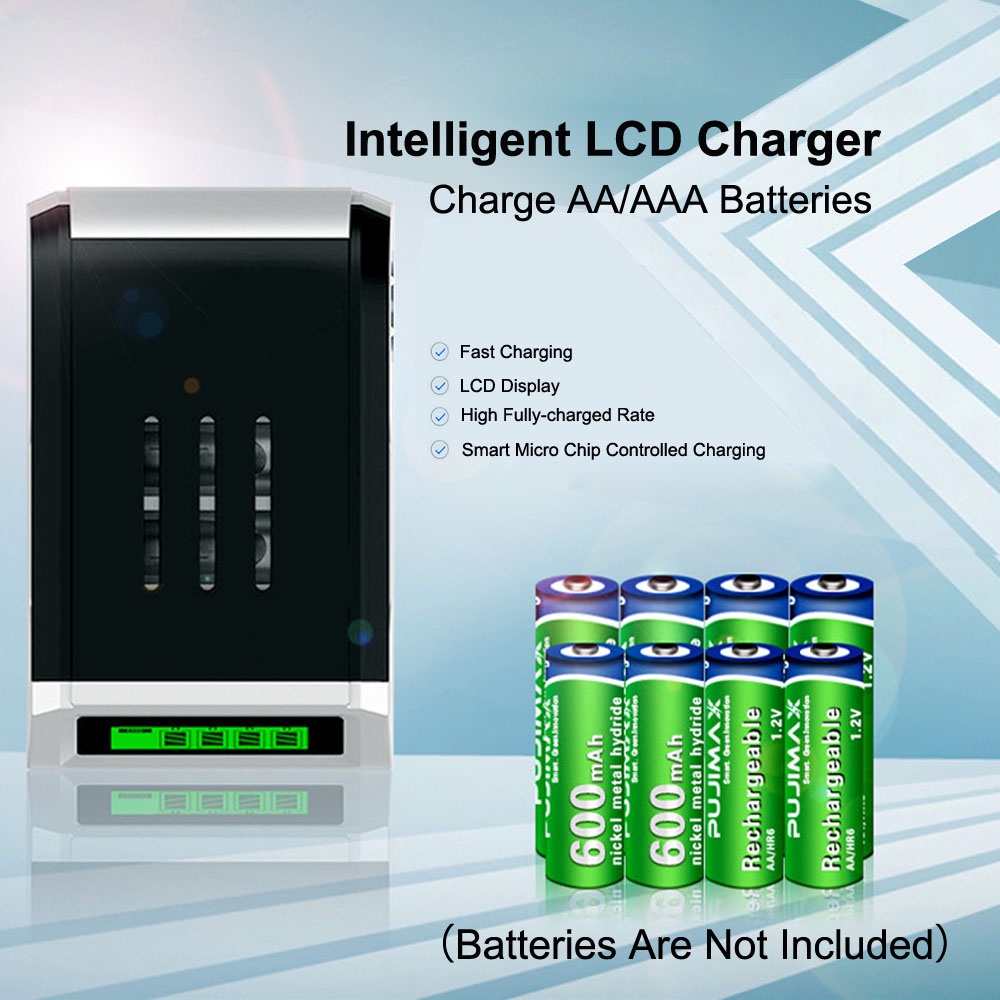Charger Baterai AAA / AA LCD 4 Slot Fast Charger Pengisi Daya Baterai Cerdas 1.2V Battery Charging untuk Baterai Isi Ulang AA / AAA Charger Batrei Kecil Casan Batre