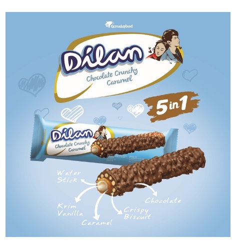 DILAN WAFER CRUNCHY CHOCO CARAMEL / 1 BOX ISI 12 PCS / 24 gr