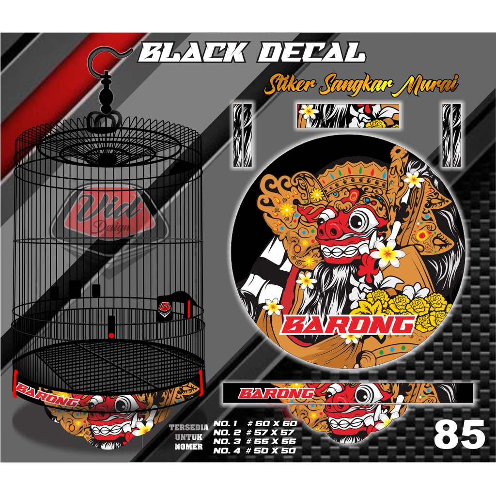 Stiker  Sangkar Murai Decal Tebok Bulat Motif Barong No 1 2 3 4