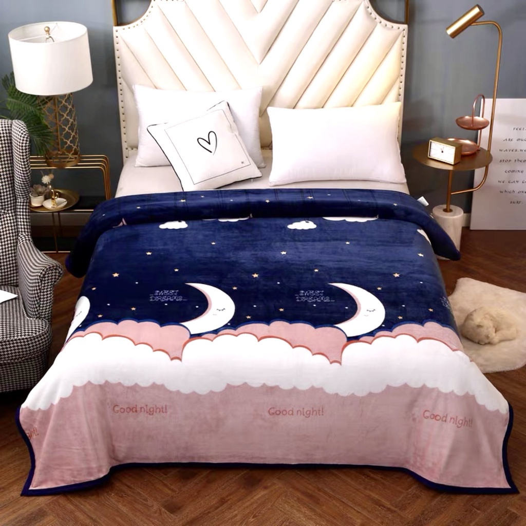 Selimut Bulu Dewasa Uk 140x200 Motif Moon Night