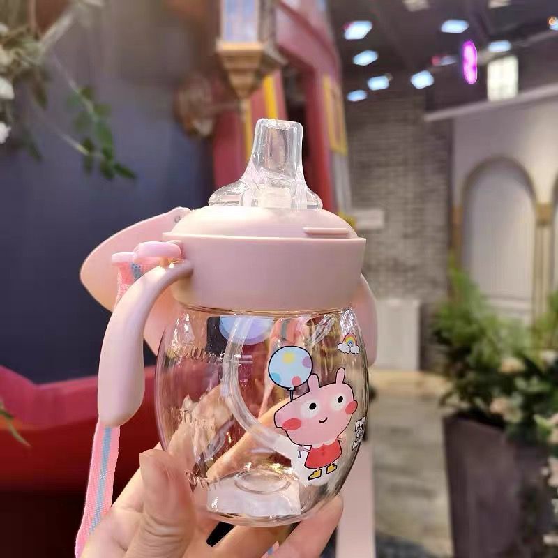 Botol Jerami Anak Minum Karakter Rabbit Bear Tutup Clip import Kartun 280ML SUPER CUTE Botol Minum dot bayi pelatih Minum