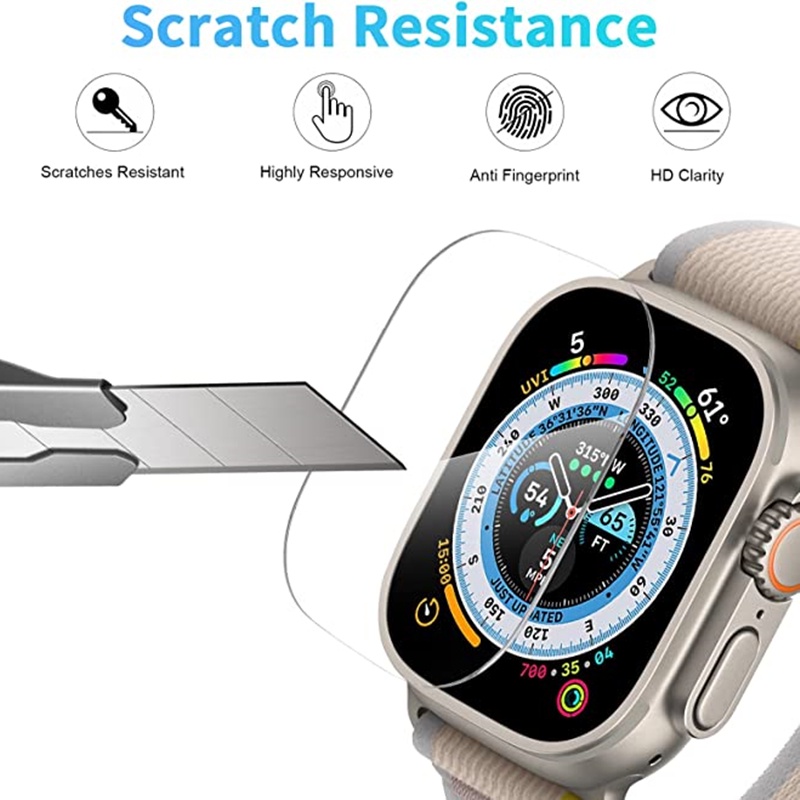 Tempered Glass Pelindung Layar iWatch Ultra Pro 49mm Dengan Stik Otomatis