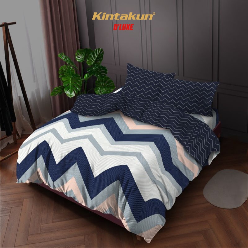 Kintakun Bedcover Set Flat 160 / 180 Marma Aesthetic Dluxe Microtex 20cm Biru