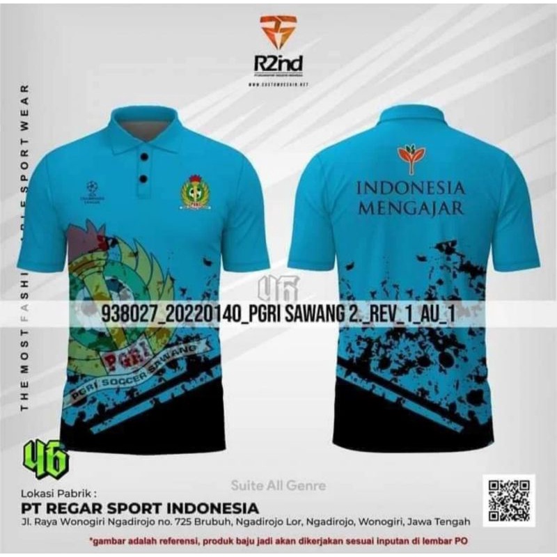 BAJU JERSEY KAOS OLAHRAGA FULL PRINT/SUBLIMASI MOTIF PGRI