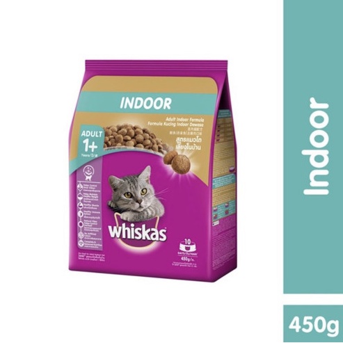 Whiskas Indoor Adult 450gr Makanan Kucing (mengurangi bau)