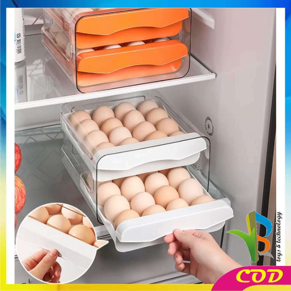 RB-C410 Tempat Telur 2 Tingkat Egg Storage Box Organizer / Rak Telur 2 Susun Kotak Telur / Box Penyimpanan Telor Rak Serbaguna