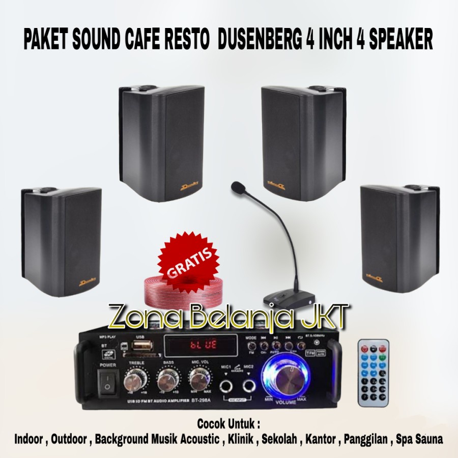 PAKET SOUND SYSTEM CAFE RESTO SPEAKER DUSENBERG 4 INCH 4 SPEAKER ( SET 2 )