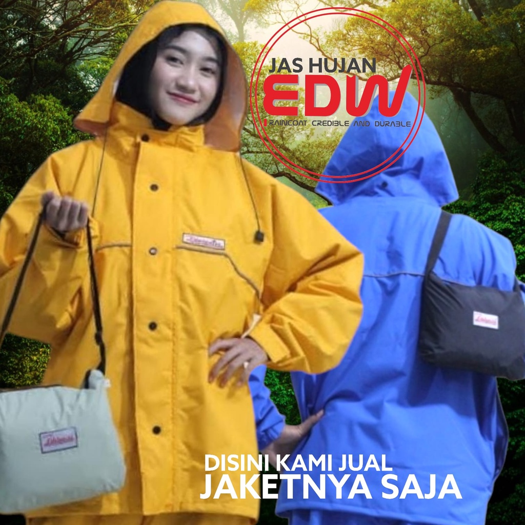 Jaket Baju Jas Hujan Edelweiss EDW Bahan Taslan Balon Waterproof Jaketnya Saja