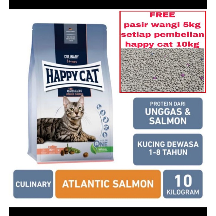 GOJEK ONLY - Makanan kucing Happy Cat Atlantik lachs  Salmon adults 10kg makanan kucing dewasa murah promo